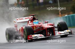 Fernando Alonso (ESP) Ferrari F2012 in the wet. 27.07.2012. Formula 1 World Championship, Rd 11, Hungarian Grand Prix, Budapest, Hungary, Practice Day