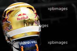 The helmet of Sebastian Vettel (GER) Red Bull Racing. 27.07.2012. Formula 1 World Championship, Rd 11, Hungarian Grand Prix, Budapest, Hungary, Practice Day