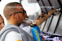 Lewis Hamilton (GBR) McLaren on the pit gantry. 27.07.2012. Formula 1 World Championship, Rd 11, Hungarian Grand Prix, Budapest, Hungary, Practice Day