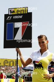 Grid girl. 29.07.2012. Formula 1 World Championship, Rd 11, Hungarian Grand Prix, Budapest, Hungary, Race Day