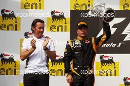 The podium (L to R): Sam Michael (AUS) McLaren Sporting Director with second placed Kimi Raikkonen (FIN) Lotus F1 Team. 29.07.2012. Formula 1 World Championship, Rd 11, Hungarian Grand Prix, Budapest, Hungary, Race Day