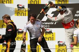 Race winner Lewis Hamilton (GBR) McLaren celebrates on the podium with Sam Michael (AUS) McLaren Sporting Director. 29.07.2012. Formula 1 World Championship, Rd 11, Hungarian Grand Prix, Budapest, Hungary, Race Day