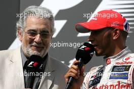 Pl‡cido Domingo (ESP) and Lewis Hamilton (GBR), McLaren Mercedes   29.07.2012. Formula 1 World Championship, Rd 11, Hungarian Grand Prix, Budapest, Hungary, Race Day