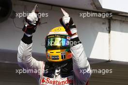 Race winner Lewis Hamilton (GBR) McLaren MP4/27 celebrates in parc ferme. 29.07.2012. Formula 1 World Championship, Rd 11, Hungarian Grand Prix, Budapest, Hungary, Race Day