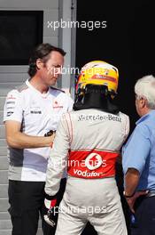 Race winner Lewis Hamilton (GBR) McLaren celebrates in parc ferme with Sam Michael (AUS) McLaren Sporting Director. 29.07.2012. Formula 1 World Championship, Rd 11, Hungarian Grand Prix, Budapest, Hungary, Race Day