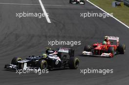 Bruno Senna (BRA), Williams F1 Team leads Felipe Massa (BRA), Scuderia Ferrari  29.07.2012. Formula 1 World Championship, Rd 11, Hungarian Grand Prix, Budapest, Hungary, Race Day