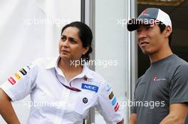 (L to R): Monisha Kaltenborn (AUT) Sauber Managing Director with Kamui Kobayashi (JPN) Sauber. 28.07.2012. Formula 1 World Championship, Rd 11, Hungarian Grand Prix, Budapest, Hungary, Qualifying Day