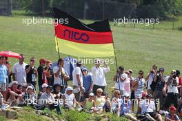 Fans on the grassy banks with a german flag. 28.07.2012. Formula 1 World Championship, Rd 11, Hungarian Grand Prix, Budapest, Hungary, Qualifying Day