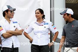 (L to R): Sergio Perez (MEX) Sauber with Monisha Kaltenborn (AUT) Sauber Managing Director and Kamui Kobayashi (JPN) Sauber. 28.07.2012. Formula 1 World Championship, Rd 11, Hungarian Grand Prix, Budapest, Hungary, Qualifying Day