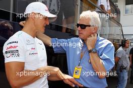(L to R): Michael Schumacher (GER) Mercedes AMG F1 with Charlie Whiting (GBR) FIA Delegate. 28.07.2012. Formula 1 World Championship, Rd 11, Hungarian Grand Prix, Budapest, Hungary, Qualifying Day