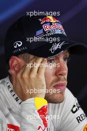 Sebastian Vettel (GER) Red Bull Racing in the FIA Press Conference. 28.07.2012. Formula 1 World Championship, Rd 11, Hungarian Grand Prix, Budapest, Hungary, Qualifying Day