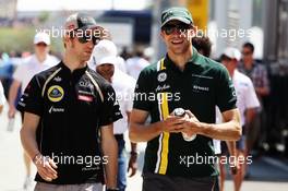 (L to R): Romain Grosjean (FRA) Lotus F1 Team with Vitaly Petrov (RUS) Caterham. 29.07.2012. Formula 1 World Championship, Rd 11, Hungarian Grand Prix, Budapest, Hungary, Race Day