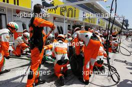 Sahara Force India F1 Team practice pit stops. 29.07.2012. Formula 1 World Championship, Rd 11, Hungarian Grand Prix, Budapest, Hungary, Race Day