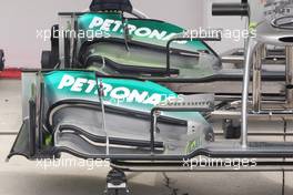 Mercedes AMG F1 W03 front wing detail. 26.07.2012. Formula 1 World Championship, Rd 11, Hungarian Grand Prix, Budapest, Hungary, Preparation Day