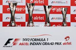 Race trophies. 26.10.2012.Formula 1 World Championship, Rd 17, Indian Grand Prix, New Delhi, India, Practice Day.
