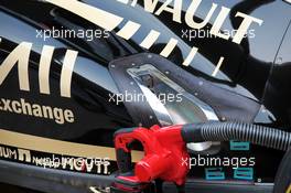 Lotus F1 E20 exhaust detail. 26.10.2012.Formula 1 World Championship, Rd 17, Indian Grand Prix, New Delhi, India, Practice Day.