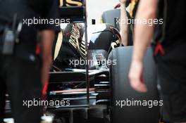 Lotus F1 E20 exhaust detail. 26.10.2012.Formula 1 World Championship, Rd 17, Indian Grand Prix, New Delhi, India, Practice Day.