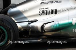 Mercedes AMG F1 W03 exhaust detail. 26.10.2012.Formula 1 World Championship, Rd 17, Indian Grand Prix, New Delhi, India, Practice Day.