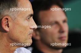 Martin Whitmarsh (GBR) McLaren Chief Executive Officer and Christian Horner (GBR) Red Bull Racing Team Principal in the FIA Press Conference. 26.10.2012.Formula 1 World Championship, Rd 17, Indian Grand Prix, New Delhi, India, Practice Day.