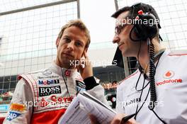 Jenson Button (GBR) McLaren on the grid. 28.10.2012. Formula 1 World Championship, Rd 17, Indian Grand Prix, New Delhi, India, Race Day.