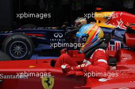 1st place Sebastian Vettel (GER), Red Bull Racing and 2nd place Fernando Alonso (ESP), Scuderia Ferrari  28.10.2012. Formula 1 World Championship, Rd 17, Indian Grand Prix, New Delhi, India, Race Day