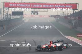 Timo Glock (GER) Marussia F1 Team MR01. 28.10.2012. Formula 1 World Championship, Rd 17, Indian Grand Prix, New Delhi, India, Race Day.
