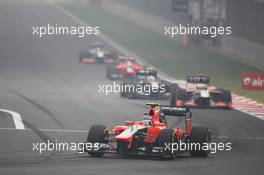 Charles Pic (FRA) Marussia F1 Team MR01. 28.10.2012. Formula 1 World Championship, Rd 17, Indian Grand Prix, New Delhi, India, Race Day.