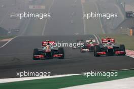Lewis Hamilton (GBR), McLaren Mercedes and Jenson Button (GBR), McLaren Mercedes  28.10.2012. Formula 1 World Championship, Rd 17, Indian Grand Prix, New Delhi, India, Race Day