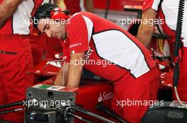 Mechanic works on the Ferrari F2012 of Fernando Alonso (ESP) Ferrari.