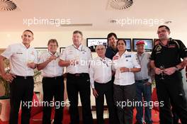 Bernie Ecclestone (GBR) CEO Formula One Group (FOM) celebrates his 82nd birthday with team personnel (L to R): Martin Whitmarsh (GBR) McLaren Chief Executive Officer; Norbert Haug (GER) Mercedes Sporting Director; Ross Brawn (GBR) Mercedes AMG F1 Team Principal; Toto Wolff (GER) Williams Chief Executive Officer; Monisha Kaltenborn (AUT) Sauber Team Principal; Niki Lauda (AUT); Eric Boullier (FRA) Lotus F1 Team Principal. 28.10.2012. Formula 1 World Championship, Rd 17, Indian Grand Prix, New Delhi, India, Race Day.