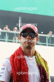 Jenson Button (GBR) McLaren on the drivers parade. 28.10.2012. Formula 1 World Championship, Rd 17, Indian Grand Prix, New Delhi, India, Race Day.