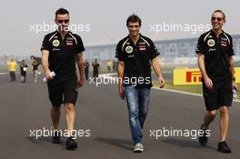 Jerome d'Ambrosio (BEL) Lotus F1 Team Third Driver walks the circuit. 25.10.2012. Formula 1 World Championship, Rd 17, Indian Grand Prix, New Delhi, India, Preparation Day