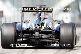 Jerome d'Ambrosio (BEL) Lotus F1 E20, rear diffuser detail. 07.09.2012. Formula 1 World Championship, Rd 13, Italian Grand Prix, Monza, Italy, Practice Day