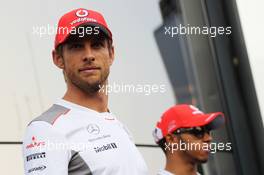 Jenson Button (GBR) McLaren and team mate Lewis Hamilton (GBR) McLaren. 07.09.2012. Formula 1 World Championship, Rd 13, Italian Grand Prix, Monza, Italy, Practice Day