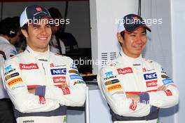 (L to R): Sergio Perez (MEX) Sauber with team mate Kamui Kobayashi (JPN) Sauber. 07.09.2012. Formula 1 World Championship, Rd 13, Italian Grand Prix, Monza, Italy, Practice Day