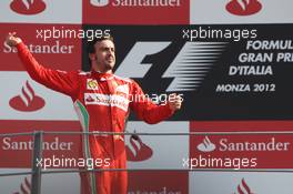 Fernando Alonso (ESP) Ferrari celebrates his third position on the podium. 09.09.2012. Formula 1 World Championship, Rd 13, Italian Grand Prix, Monza, Italy, Race Day