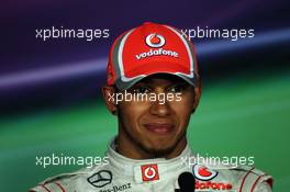 Race winner Lewis Hamilton (GBR) McLaren in the FIA Press Conference. 09.09.2012. Formula 1 World Championship, Rd 13, Italian Grand Prix, Monza, Italy, Race Day