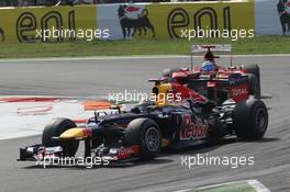 Sebastian Vettel (GER), Red Bull Racing and Fernando Alonso (ESP), Scuderia Ferrari  09.09.2012. Formula 1 World Championship, Rd 13, Italian Grand Prix, Monza, Italy, Race Day
