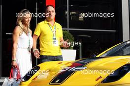 Benjamin Sloss Treynor (USA) Vice-President Google Management Group is presented with a Ferrari 512 he won in an auction to raise funds for victims of the Italian earthquake. 08.09.2012. Formula 1 World Championship, Rd 13, Italian Grand Prix, Monza, Italy, Qualifying Day
