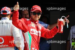 Felipe Massa (BRA) Ferrari celebrates his third position in qualifying. 08.09.2012. Formula 1 World Championship, Rd 13, Italian Grand Prix, Monza, Italy, Qualifying Day