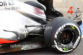 Jenson Button (GBR) McLaren MP4/27 rear suspension and exhaust detail. 08.09.2012. Formula 1 World Championship, Rd 13, Italian Grand Prix, Monza, Italy, Qualifying Day