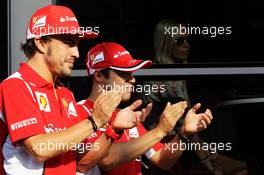 (L to R): Fernando Alonso (ESP) Ferrari with Felipe Massa (BRA) Ferrari. 08.09.2012. Formula 1 World Championship, Rd 13, Italian Grand Prix, Monza, Italy, Qualifying Day