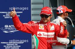 Felipe Massa (BRA) Ferrari celebrates his third position in parc ferme. 08.09.2012. Formula 1 World Championship, Rd 13, Italian Grand Prix, Monza, Italy, Qualifying Day