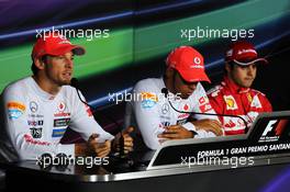 Post qualifying FIA Press Conference (L to R): Jenson Button (GBR) McLaren, second; Lewis Hamilton (GBR) McLaren, pole position; Felipe Massa (BRA) Ferrari, third. 08.09.2012. Formula 1 World Championship, Rd 13, Italian Grand Prix, Monza, Italy, Qualifying Day