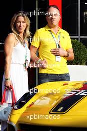 Benjamin Sloss Treynor (USA) Vice-President Google Management Group is presented with a Ferrari 512 he won in an auction to raise funds for victims of the Italian earthquake. 08.09.2012. Formula 1 World Championship, Rd 13, Italian Grand Prix, Monza, Italy, Qualifying Day