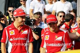 (L to R): Fernando Alonso (ESP) Ferrari with his team mate Felipe Massa (BRA) Ferrari. 08.09.2012. Formula 1 World Championship, Rd 13, Italian Grand Prix, Monza, Italy, Qualifying Day