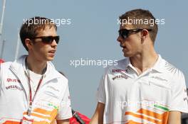 (L to R): Will Hings (GBR) Sahara Force India F1 Press Officer with Paul di Resta (GBR) Sahara Force India F1. 09.09.2012. Formula 1 World Championship, Rd 13, Italian Grand Prix, Monza, Italy, Race Day