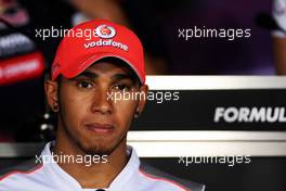 Lewis Hamilton (GBR) McLaren in the FIA Press Conference. 06.09.2012. Formula 1 World Championship, Rd 13, Italian Grand Prix, Monza, Italy, Preparation Day