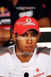 Lewis Hamilton (GBR) McLaren in the FIA Press Conference. 06.09.2012. Formula 1 World Championship, Rd 13, Italian Grand Prix, Monza, Italy, Preparation Day