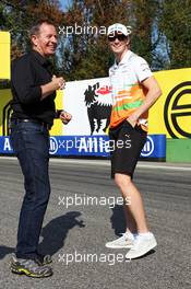 Nico Hulkenberg (GER) Sahara Force India F1 walks the circuit with Martin Brundle (GBR) Sky Sports Commentator. 06.09.2012. Formula 1 World Championship, Rd 13, Italian Grand Prix, Monza, Italy, Preparation Day